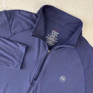 TRAVIS MATHEW Mens Performance 1/4 Zip Pullover XL Blue Stretch Golf No Logos LS